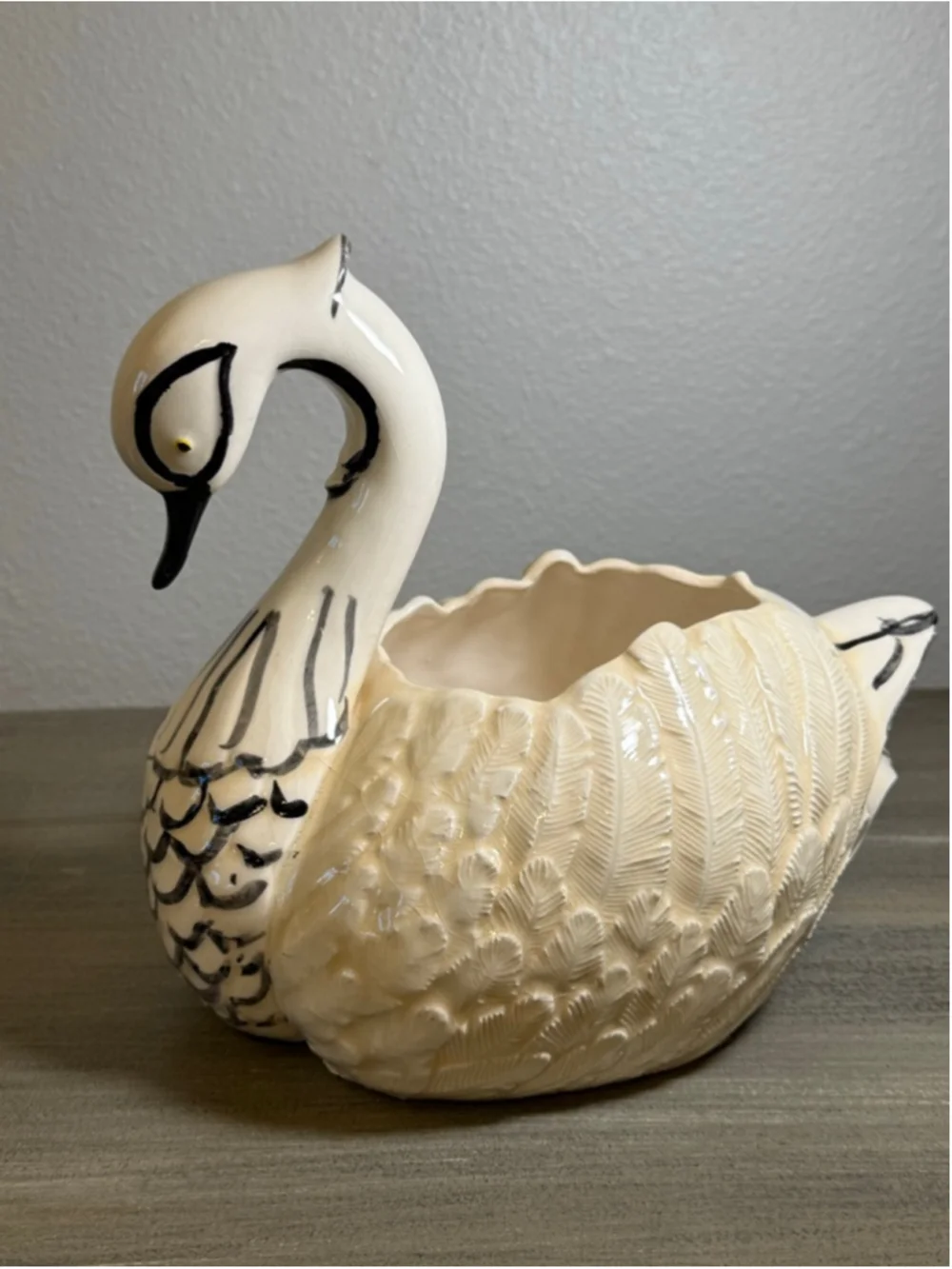 vintage ceramic swan planter trinket bowl